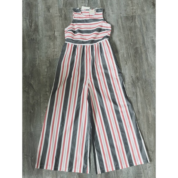 NEW Anthropologie Maeve Red Blue Striped Flare Jumpsuit - Various - Picture 6 of 13